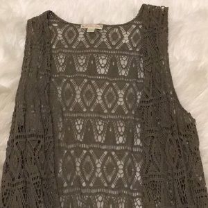 Green sleeveless cardigan